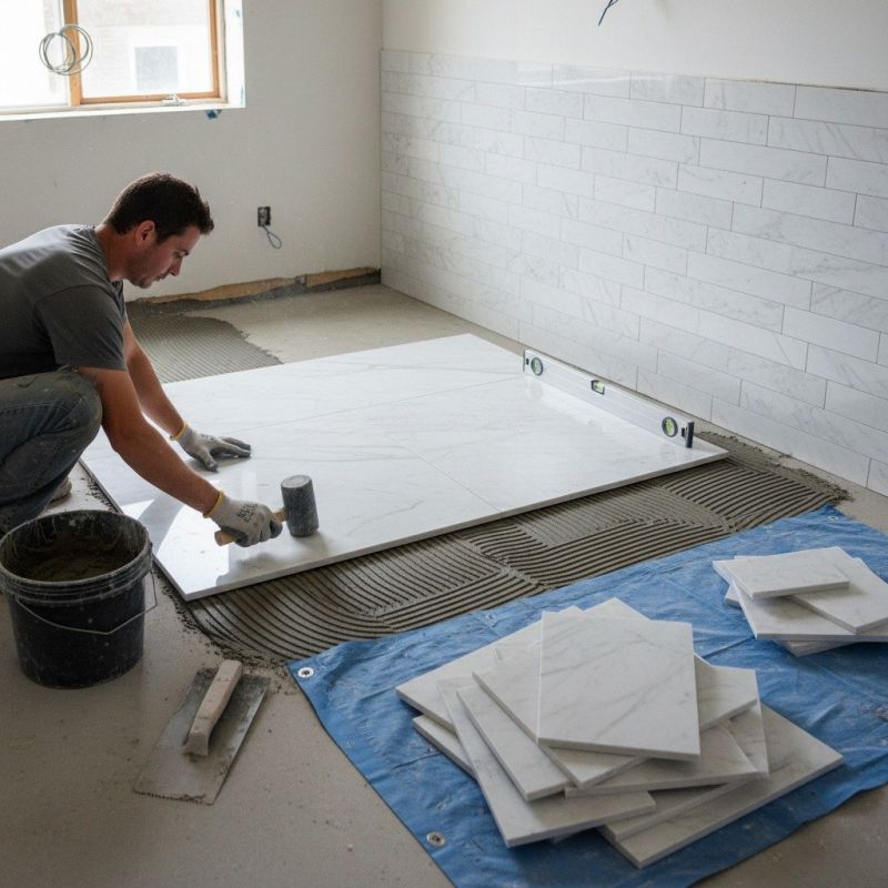 White Marble Tile Installation in Kansas City, KS